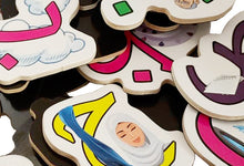 Load image into Gallery viewer, Urud letter magnets. Randomly placed showing back and front of the product